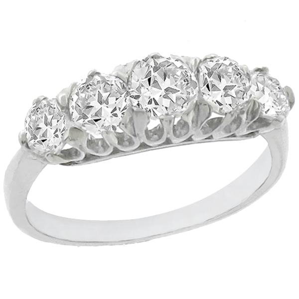 5 stone diamond platinum ring 1