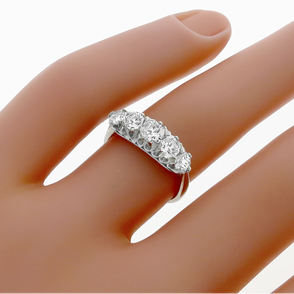 5 stone diamond platinum ring 1