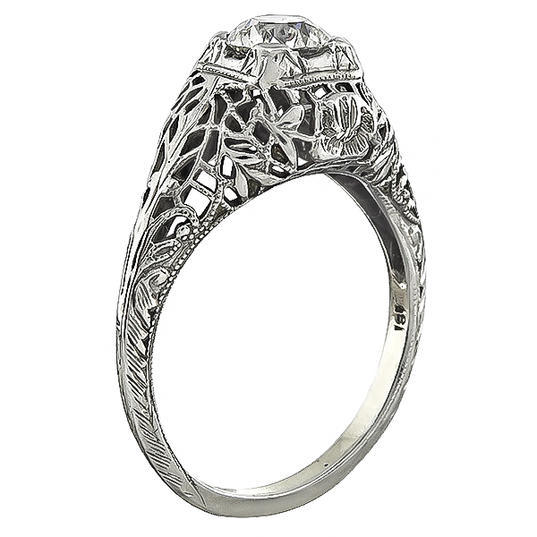Edwardian GIA Certified 0.64ct Diamond Engagement Ring