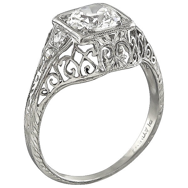 Edwardian GIA Certified 1.00ct Diamond Engagement Ring