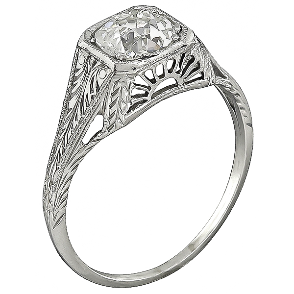 Edwardian GIA Certified 1.01ct Diamond Engagement Ring