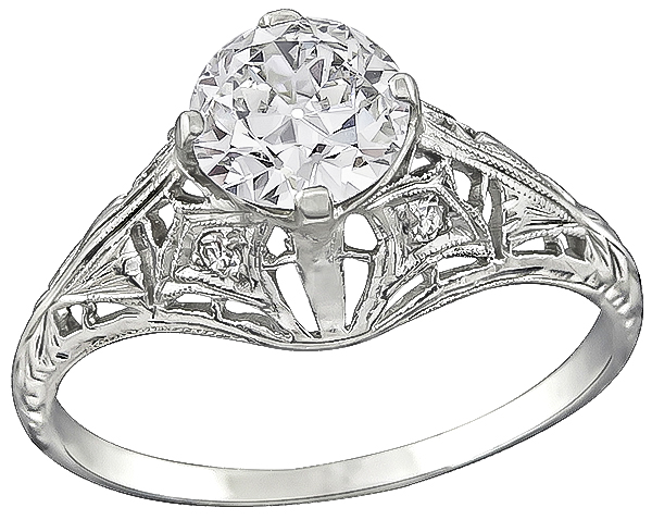 Edwardian GIA Certified 1.06ct Diamond Engagement Ring