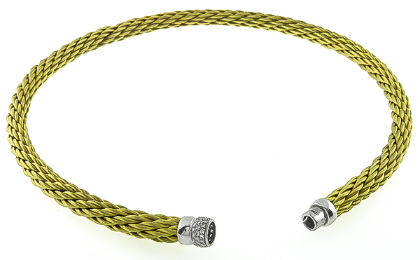 Estate 0.50ct Diamond Gold Twisted Rope Necklace Photo 1