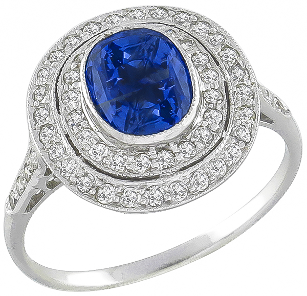 estate 0.51ct sapphire 0.44ct diamond ring photo 1