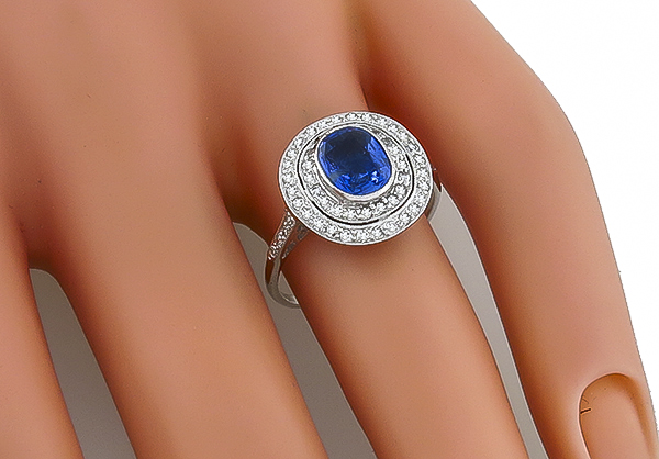 estate 0.51ct sapphire 0.44ct diamond ring photo 1