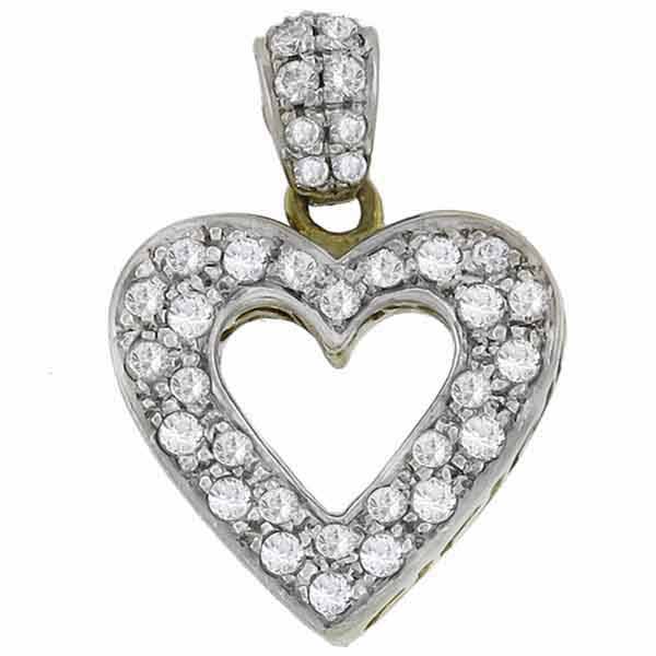  diamond 18k yellow and white gold heart shape pendant 1