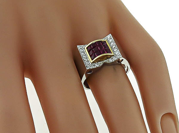 Estate 0.90ct Ruby 0.32ct Diamond Ring Photo 1