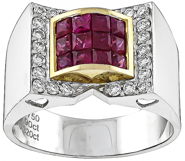 Estate 0.90ct Ruby 0.32ct Diamond Ring Photo 1