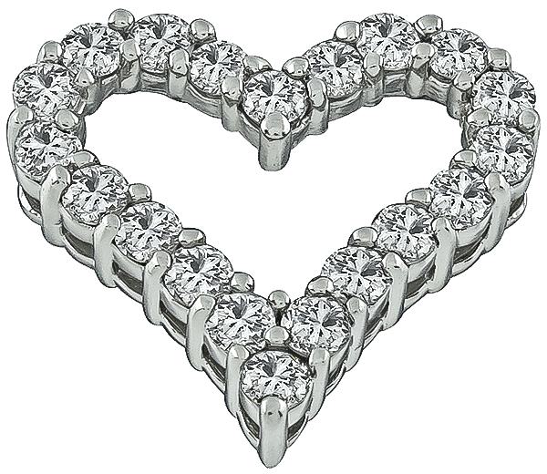 Estate 1.00ct Diamond Heart Pendant Photo 1