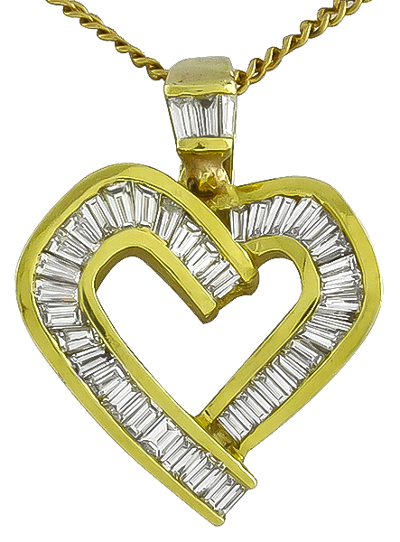 Estate 1.10ct Diamond Heart Pendant Photo 1