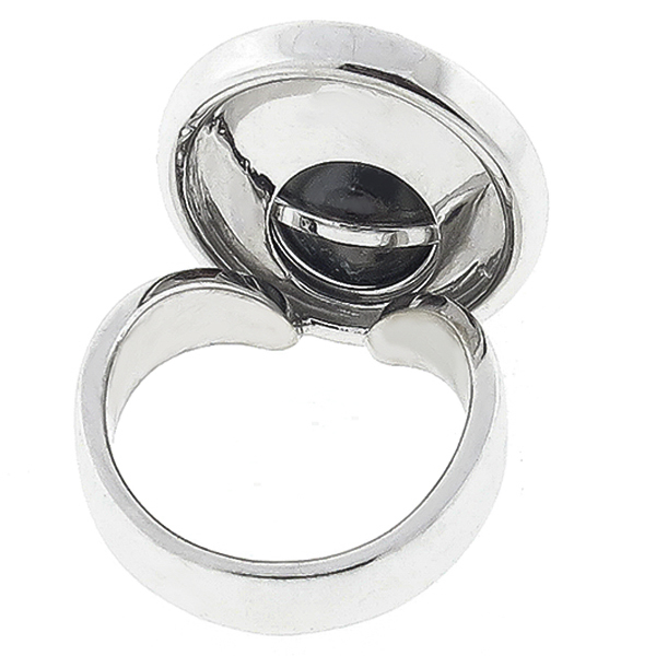 18k white gold black  south sea pearl and diamond ring 1