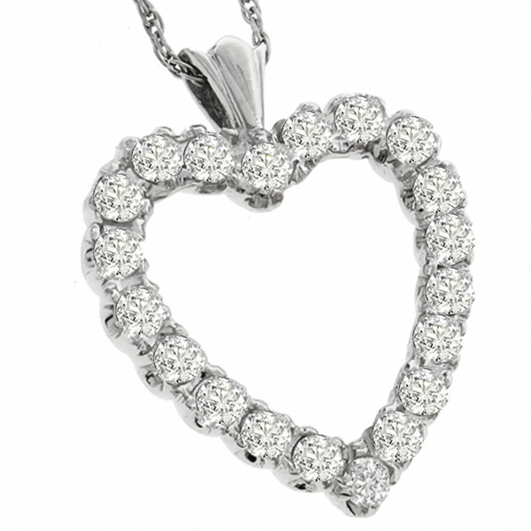 diamond 14k white gold heart necklace 1