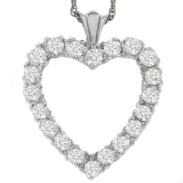 diamond 14k white gold heart necklace 1