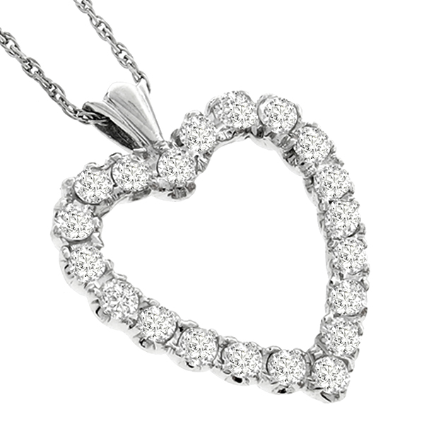 diamond 14k white gold heart necklace 1