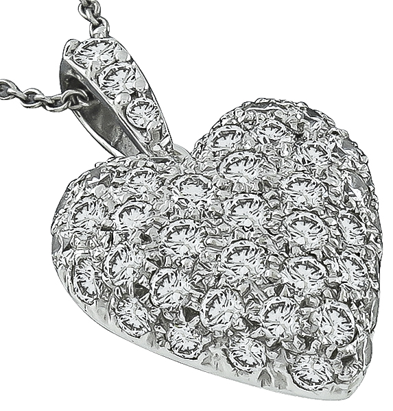 Estate 2.00ct Diamond Heart Pendant Photo 1