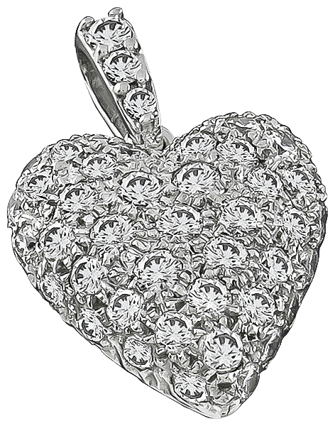 Estate 2.00ct Diamond Heart Pendant Photo 1