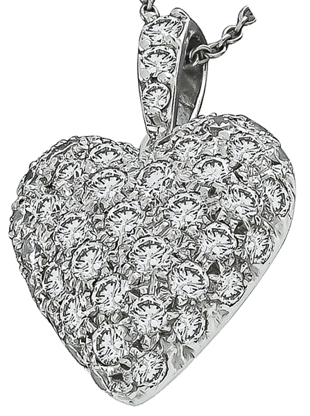 Estate 2.00ct Diamond Heart Pendant Photo 1