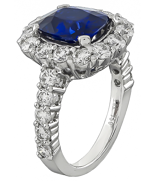 Estate 3.14ct Sapphire 1.75ct Diamond Engagement Ring