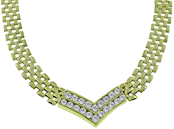 Estate 3.20ct Diamond Gold Necklace Photo 1