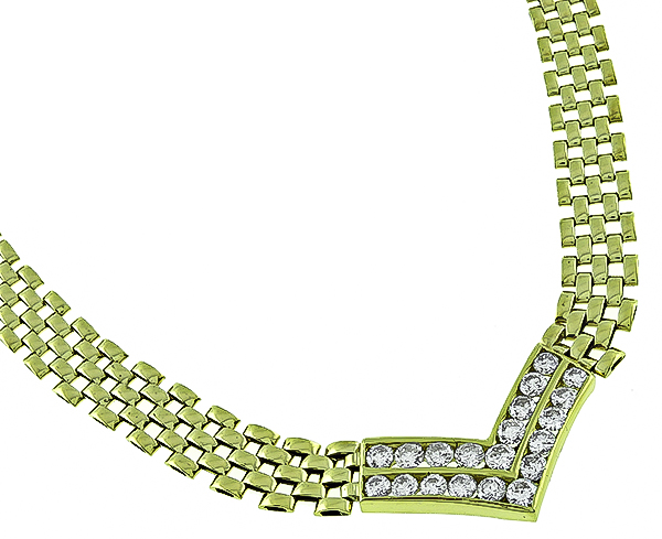 Estate 3.20ct Diamond Gold Necklace Photo 1