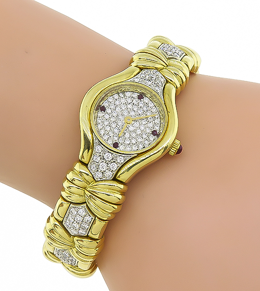 Estate 3.25ct Diamond Gold Bangle Watch
