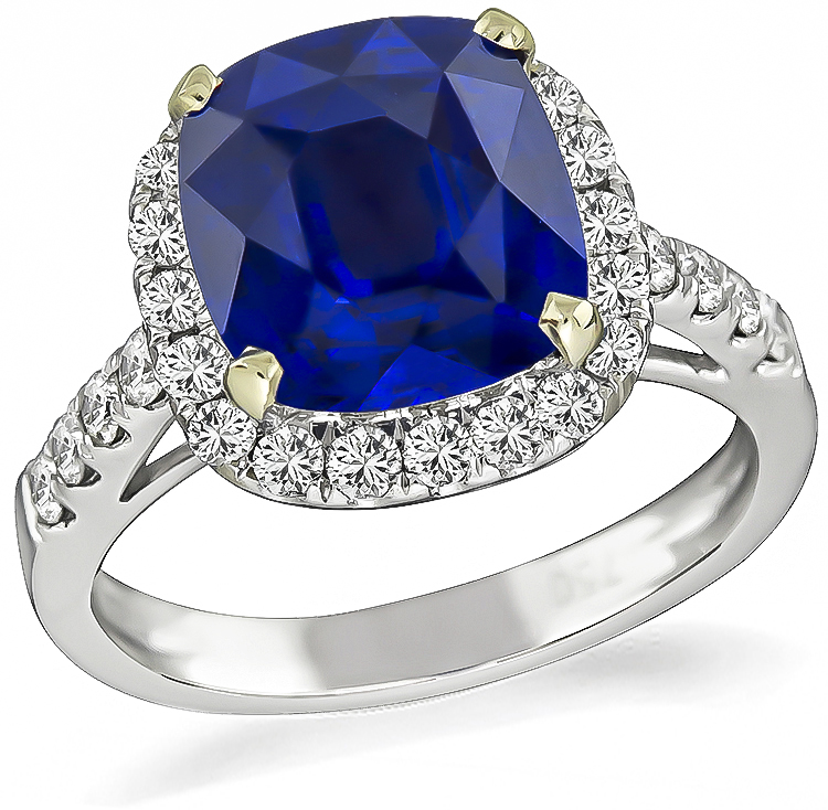 Estate 4.36ct Sapphire 0.80ct Diamond Engagement Ring