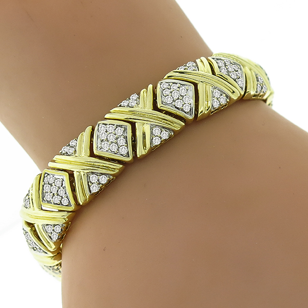 4.50ct  Round Cut Diamond 14k Yellow Gold Bracelet