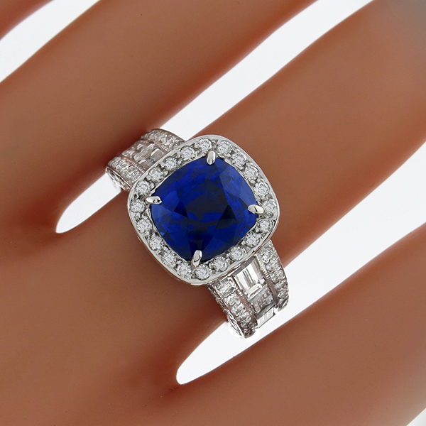 sapphire diamond 18k white  gold ring 1