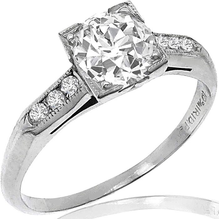 Estate Antique 1900s 0.78ct Old Mine Cut Diamond Platinum Engagement Ring