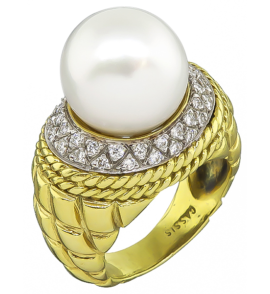 Estate Cassis Pearl 0.75ct Diamond Ring