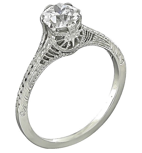 Estate GIA Certified 0.72ct Diamond Engagement Ring
