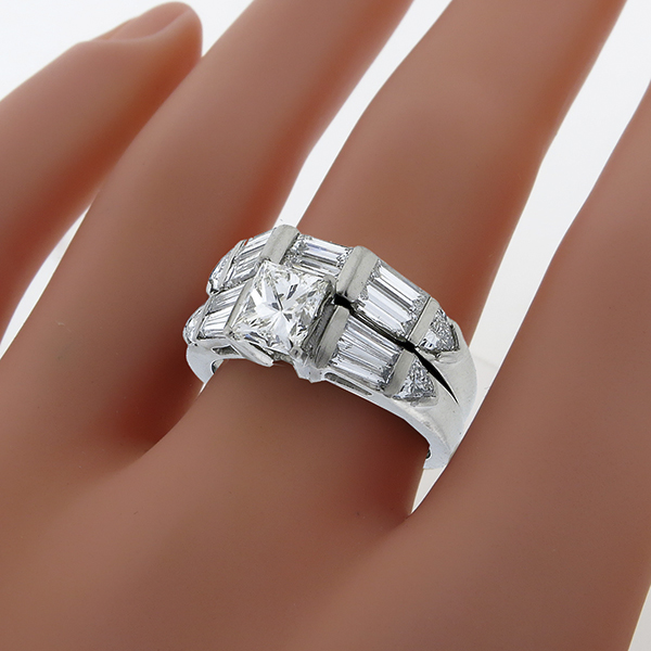 diamond platinum engagement ring  and wedding band set 1