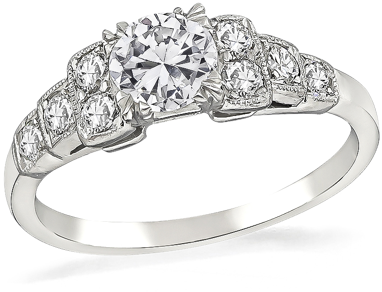 gia certified 0.52 round cut diamond vintage engagement ring 1