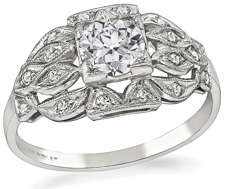gia old mine cut diamond vintage engagement ring