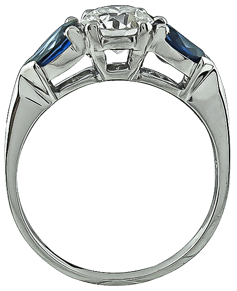 GIA Certified 0.88ct Diamond Sapphire Engagement Ring Photo 1