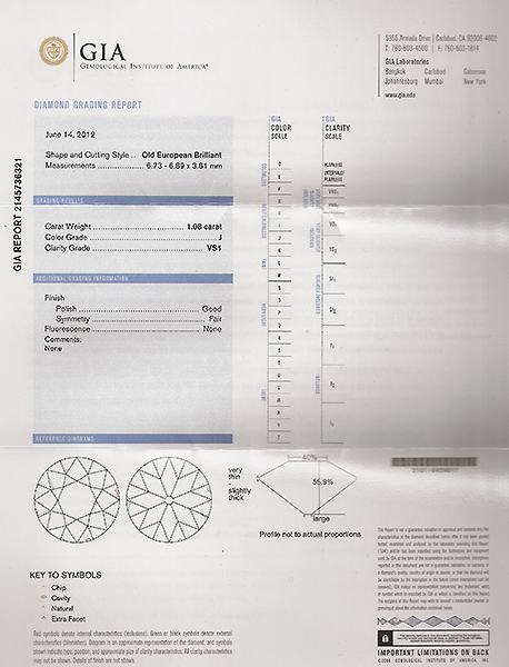 GIA Certified 1.08ct Diamond Engagement Ring Photo 1