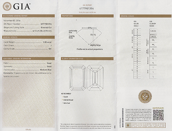 GIA Certified 1.08ct Diamond Engagement Ring