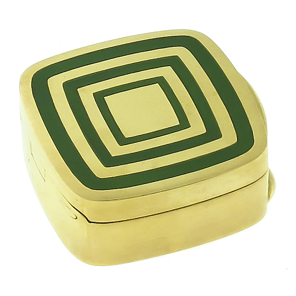 18k yellow gold enamel pill box 1