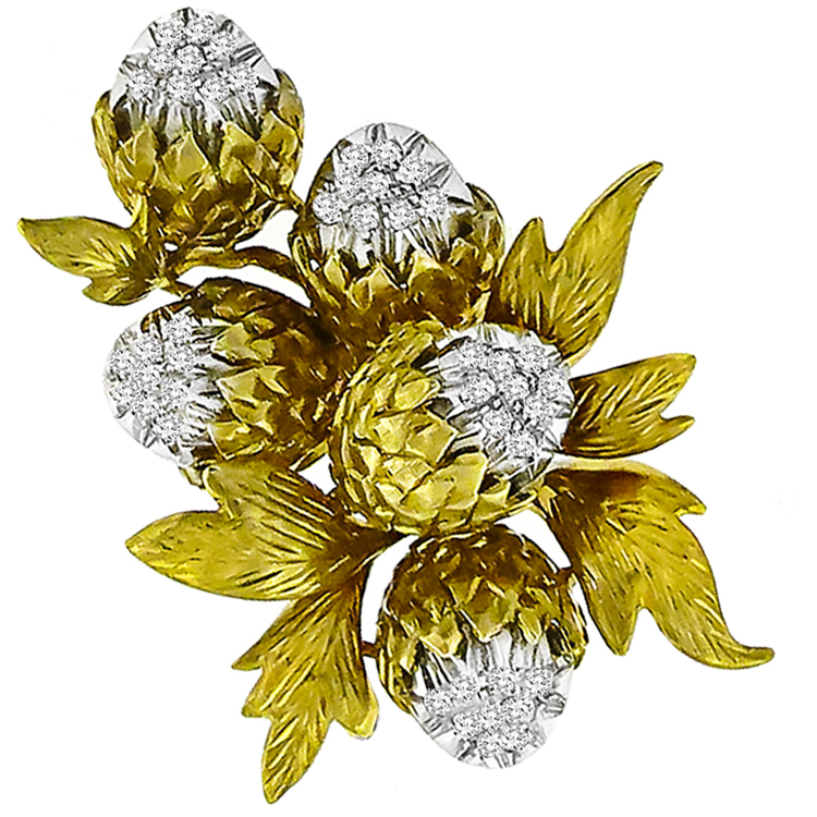 0.50ct Diamond Gold Acorn Pin