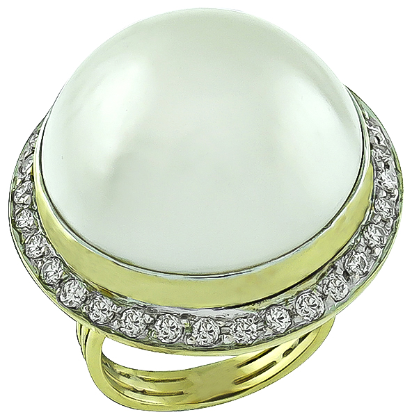 Mabe Pearl 1.25ct Diamond Ring 