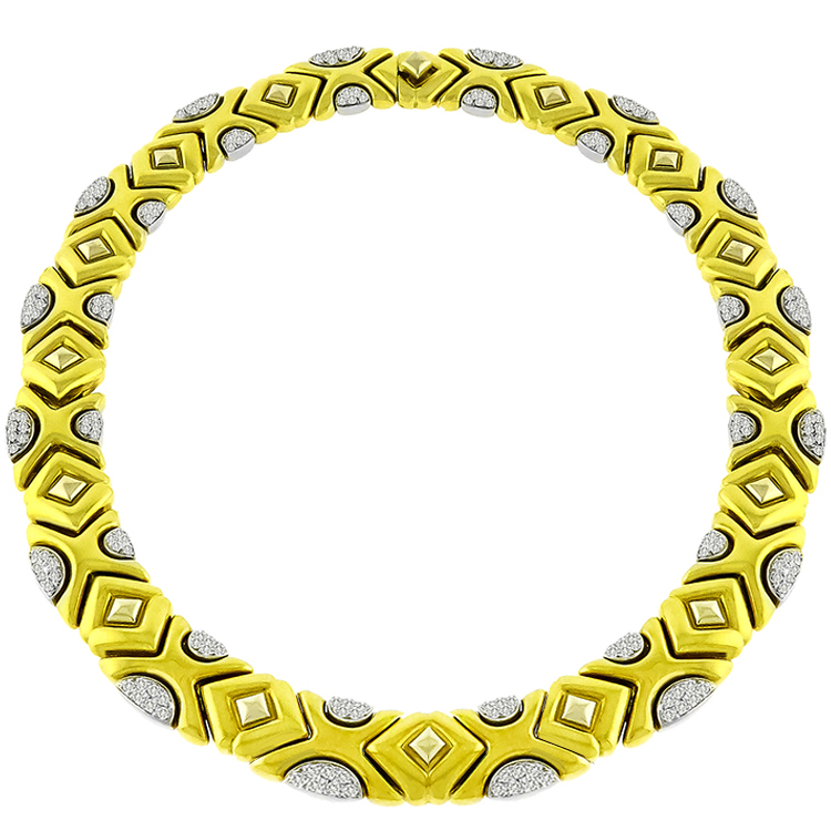 3.20ct Diamond Gold Geometric Necklace 
