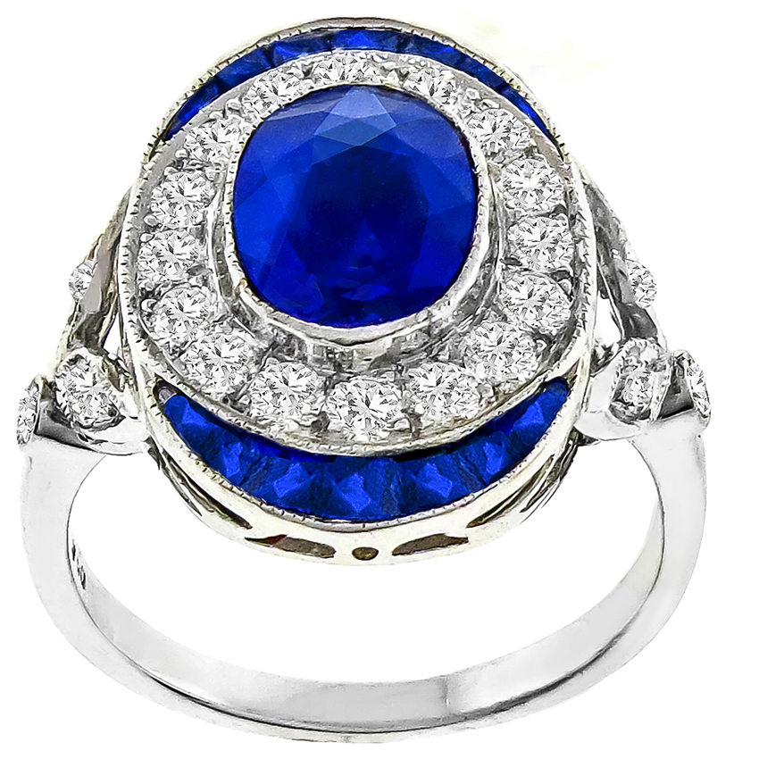 1.96ct Sapphire 0.83ct Diamond Gold Ring