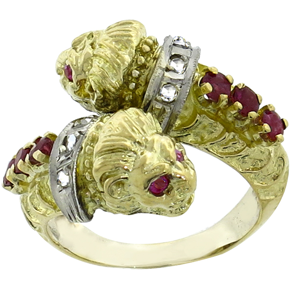  ruby diamond  14k yellow gold ring 1