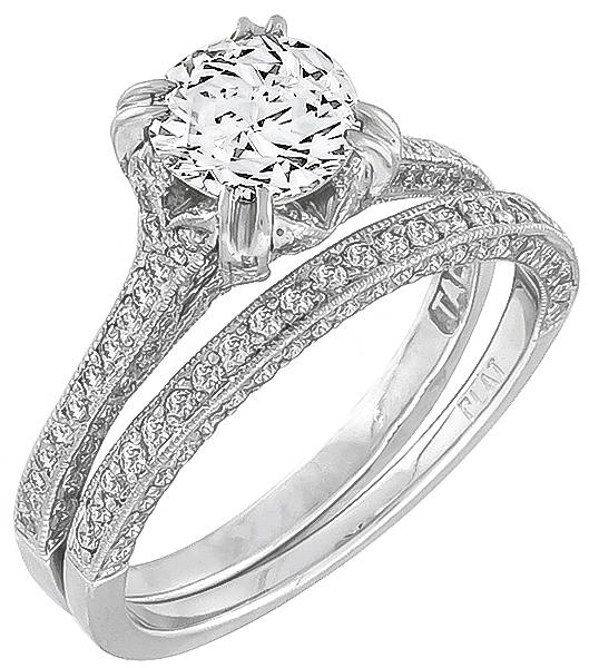 tacori 0.84ct diamond engagement ring and wedding band set photo 1
