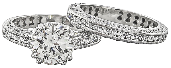 Tacori GIA Cert 2.03ct Engagement Ring and Wedding Band Set