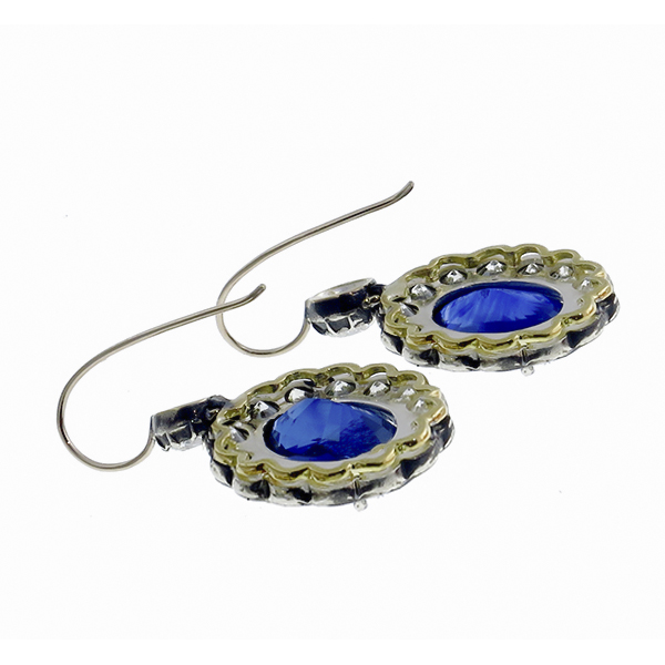  sapphire and diamond silver 18k yellow gold earrings 1