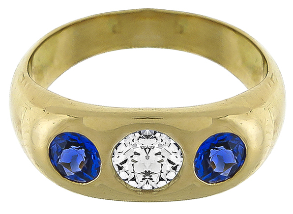 Vintage 0.40ct Diamond Sapphire Ring Photo 1