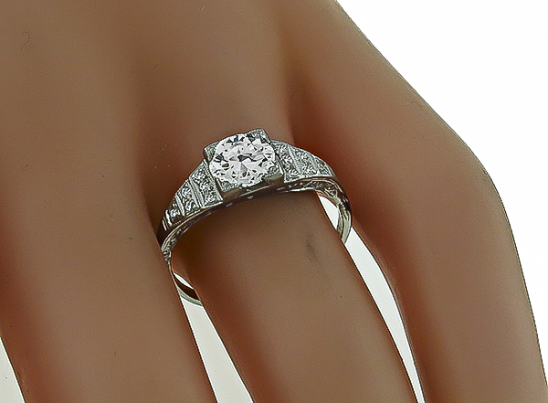 Vintage 0.75ct Diamond Platinum Engagement Ring Photo 1