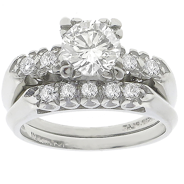 diamond platinum engagement ring wedding band set 1