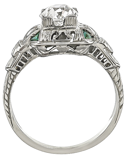 art deco diamond emerald engagement ring 1